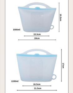 Sac de conservation alimentaire réutilisable en silicone avec poignée, sac de conservation en silicone hermétique à fermeture éclair, récipient alimentaire anti-fuite - Product Image 3