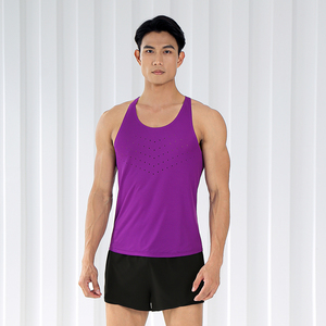 Breathable Knitted Polyester Printed Mens Sport Vest Sporty Lightweight Dry Fit Singlet Workout Training Running - Product Image 1