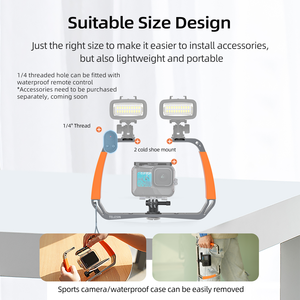 Support <span class=keywords><strong>de</strong></span> caméra <span class=keywords><strong>de</strong></span> plongée étanche - Plateforme stabilisatrice en alliage d'aluminium pour GoPro, DJI, Insta360, photographie sous-marine, vlogging - Product Image 2