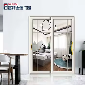 Fuson 3 panneaux empilables à usage intensif Grandes portes coulissantes en verre Système intérieur de porte coulissante en verre en aluminium - Product Image 2