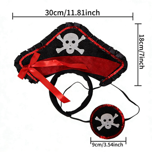 Set di Accessori per Costume da Pirata con Motivo a Teschio e Decorazioni in Paillettes, per Feste a Tema, Cosplay, Travestimenti di Halloween, Fascia per Capelli da Pirata - Product Image 2