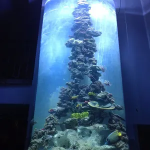 Toptan büyük silindir akrilik akvaryum mercan özel akrilik balık tankı