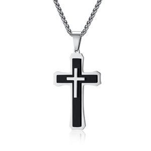 yunnique niche three-layer stacked design high-end <b>titanium</b> steel cross necklace for men, fashionable and colorfast - Product Image 5