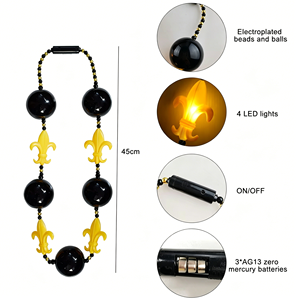 Collier de perles irisées lumineuses à 4 LED clignotantes pour femmes, idéal pour le Mardi Gras et les fêtes de Thanksgiving - ISHINE - Product Image 6