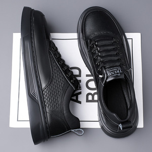 White Men's Casual <b>Leather</b> <b>Sneakers</b> Low Heel Breathable Rubber Outsole Wenzhou Made - Product Image 4