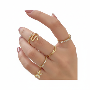Gran oferta de anillos de calavera de mariposa abiertos ajustables de Plata a la moda con chapado en oro de 18K, diseño de incrustaciones simples bonitas al por mayor - Product Image 2