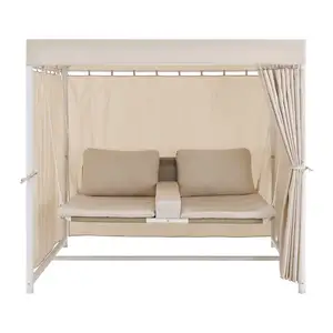 Outdoor Furniture Garden Steel Swing Bed With Canopy