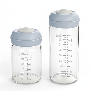 Bouteille de stockage de lait maternel en verre borosilicate haute qualité personnalisée 180ml 260ml sans BPA, col large, compatible réfrigérateur et congélateur - Product Image 1
