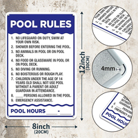 Panneau métallique de règles de piscine, imperméable, panneau d'avertissement de sécurité pour piscine extérieure