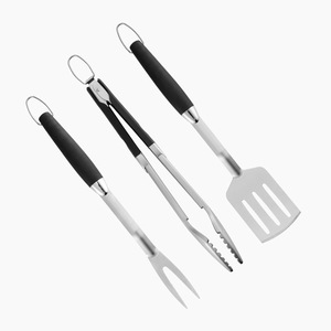 Juego de Herramientas para Barbacoa de Acero Inoxidable de Tres Piezas, Más Vendido, para Campamento y Picnic al Aire Libre, <span class=keywords><strong>Pala</strong></span>, Tenedor y Pinza Metálicas - Product Image 4