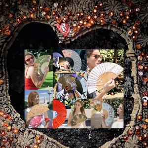 Éventail en soie de bambou coloré fait main, design pliable style ange, artisanat écologique pour Noël, livré avec boîte cadeau - Product Image 3