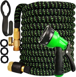 Watering Hose with Spray Gun Car Hose Pipe Irrigation Garden Supplies Water Hose covered with strength fabric