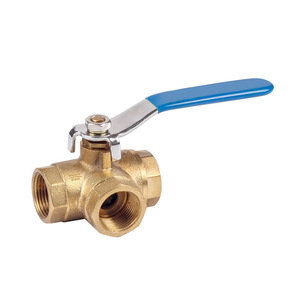 Brass Three Way Ball Valve 1/2 In Threaded PN16 For Household Water Use - Product Image 2