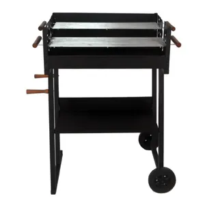 SEJR Grill doppelgrill einstellbarer quadratischer Trolley BBQ Holzkohlegrill