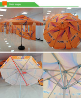 Parasol de marché personnalisé UPF 50+ Protection solaire, base lestée, tissu Oxford imperméable, structure en aluminium, portable pour vendeur ambulant
