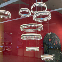 Lustre moderne de luxe en métal et cristal, luminaire suspendu rond pour salon, escalier, hôtel, villa, décoration intérieure