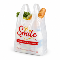 Sacs de courses en HDPE recyclables et imperméables imprimés, avec poignées gilet, pour cadres photo - White Smile