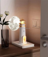 Lampe de table de nuit à lumière variable avec capteur de mouvement/télécommande Phare de projection de lune Veilleuses LED rechargeables