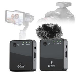 Debra 2,4G Mini micrófono Lavalier inalámbrico para entrevista <span class=keywords><strong>DSLR</strong></span> Cámara Vlog Grabación Livestream Speech-Audio Micrófono - Product Image 3
