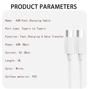 Kostenloses benutzer definiertes Logo Pd 60w 3a 1m 2m Schnell ladung USB C zu USB C Kabel PVC Typ C Datenkabel Für 15 16 - Product Image 2