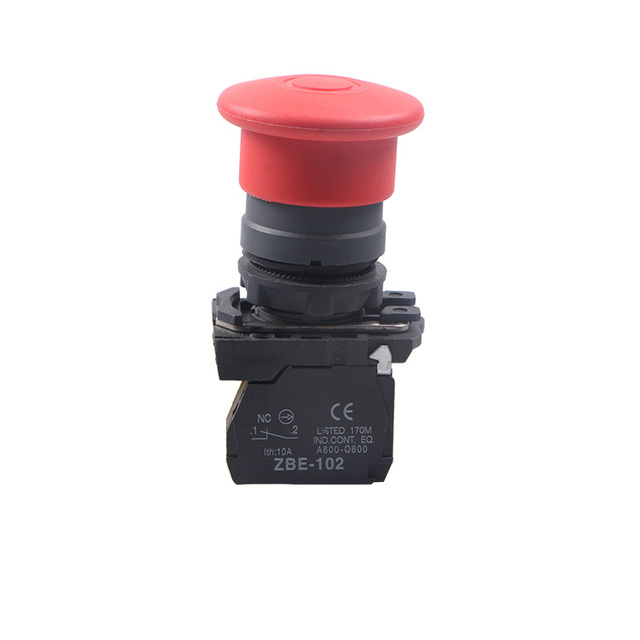 22mm Remote Red High Head Round Emergency Stop Push Button Switch Electronic Home Appliance XB4ET42