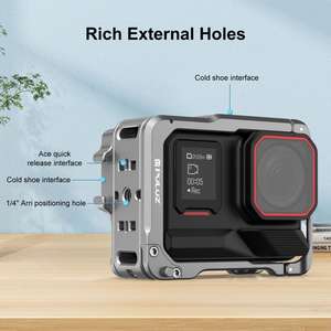 PULUZ алюминиевый сплав защитный каркас для корпуса с двумя холодными башмаками для Insta360 Ace Pro 2 - Product Image 3