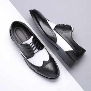 Men's New Creative Trendy Casual Wedding Leather Shoes Formal Business Low-Top Pointed Toe Style with <strong>Brogue</strong> Pattern - Product Image 5