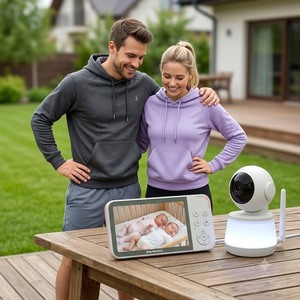 Monitor para Bebés de 5 Pulgadas 720P con WiFi de Doble Banda 2.4G 5G, Cámara PTZ Inteligente con Aplicación, Visión Nocturna Automática, Audio Bidireccional, Batería de 5000mAh - Product Image 1