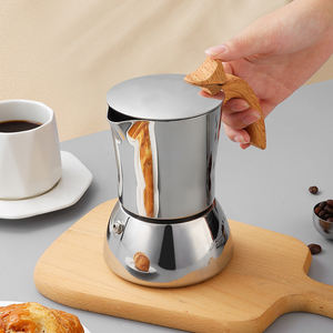 Pot Moka personnalisé de 4/<span class=keywords><strong>6</strong></span> <span class=keywords><strong>tasses</strong></span> en acier inoxydable cafetière espresso italienne moderne poignée isolée à double valve pour usage professionnel - Product Image 6