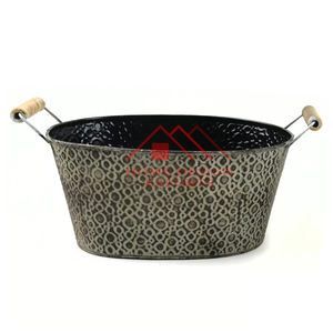 Cubo grande de hierro de Color bronce con mango de madera para el hogar, Bar y restaurantes, Cubo de cerveza de hierro de Metal para bebidas a la venta - Product Image 2