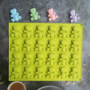 NP56 Reusable 24-Cavity Bear Silicone Mold for Chocolate Cookie Ice Cream Candy <strong>Dessert</strong> <strong>Tray</strong> Packaged in OPP Bag - Product Image 1