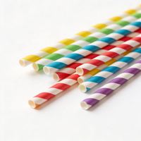 Pailles en papier compostables colorées avec emballage individuel, sans plastique, à base de papier, pour fêtes, pailles multicolores