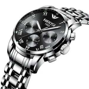 Nibosi 2301 Oem Mannen Multi Functie Lichtgevende Chronograaf Aanpassen Logo Rvs Quartz Horloge