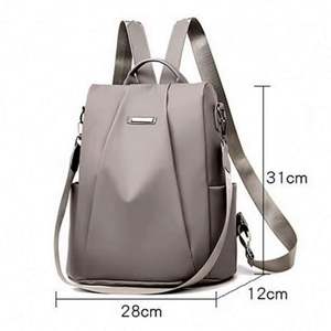 Sac à dos souple grande capacité pour femme, sac à bandoulière décontracté en toile de couleur unie - Noir Kaki, sac de voyage et d'école polyvalent - Product Image 3