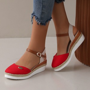 Sandales <span class=keywords><strong>compensées</strong></span> à plateforme pour femmes avec bride à la cheville, style espadrille, chaussures décontractées pour femmes - Product Image 4