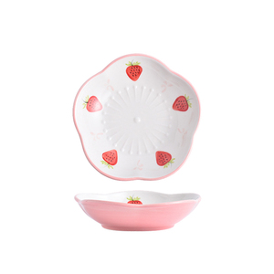 En gros Chinois Glaçure <span class=keywords><strong>Vaisselle</strong></span> <span class=keywords><strong>Pas</strong></span> <span class=keywords><strong>Cher</strong></span> Motif Fraise ensemble de <span class=keywords><strong>Vaisselle</strong></span> En Céramique - Product Image 2