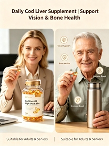 Aceite de hígado de bacalao en cápsulas blandas, <span class=keywords><strong>vitamina</strong></span> A y <span class=keywords><strong>D</strong></span> natural de aguas profundas, salud cerebral y ósea, suplemento con certificación GMP, OEM, marca privada. - Product Image 4