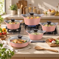 Ensemble de 10 casseroles et poêles de cuisine coréennes en céramique et aluminium moulé pour usage domestique et professionnel, avec logo personnalisé OEM
