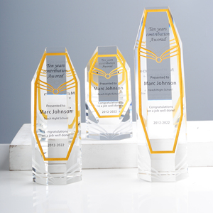 थोक हीरा क्रिस्टल पुरस्कार ट्रॉफी 4 इंच/6 इंच/8 इंच हेक्सागोन स्तंभ क्रिस्टल ट्रॉफी - Product Image 4