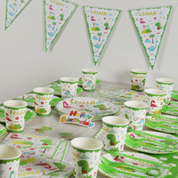 Articles de fête d'anniversaire de haute qualité les plus vendus, assiettes en papier jetables style dinosaures, décorations de festival