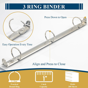 Đặt hàng số lượng lớn Hot Bán 1 inch không thấm nước A4 3 vòng PVC Chất kết dính văn phòng thư mục tập tin đòn bẩy Arch giữ tập tin các tông với PVC Bìa - Product Image 3