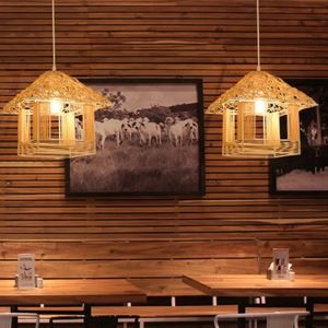Lampe de plafond en rotin de style japonais, tissée à <span class=keywords><strong>la</strong></span> main, ronde, en forme de nid d'oiseau, en <span class=keywords><strong>chaume</strong></span>, rustique, pour restaurant et café - Product Image 4