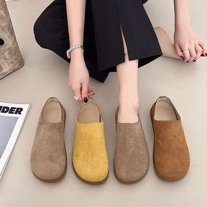 Women's Round Toe Hook & Loop <b>Flats</b> Solid Color Casual Daily Wear Comfortable Lightweight Genuine Leather Korean Fashion - Product Image 3