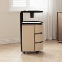 Chariot de Salon de Luxe Moderne à Double Plateau en Verre, 4 Roues, 3 Niveaux, Supports Courbes pour Sèche-Cheveux, Organisateur de Rangement pour Outils de Barbier