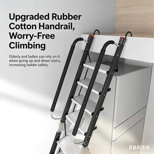 铝合金伸缩梯：多用途可折叠阁楼梯，带扶手 - Product Image 3
