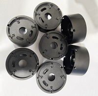 Boîtier de moteur en aluminium rond usiné sur mesure, usinage CNC OEM, fraisage, alliage d'aluminium, anodisation dure noire