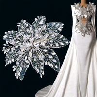 WHD-068 Keering bricolage forme Moderling argent noir Net pierres 3d fleur Appliques luxueux diamant patchs pour belle robe