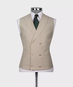 Uomini su misura <span class=keywords><strong>Beige</strong></span> marrone chiaro avorio 3 pezzi sartoriale da sposa marrone chiaro smoking da uomo Slim Fit gilet pantalone abito da ballo marrone chiaro - Product Image 5