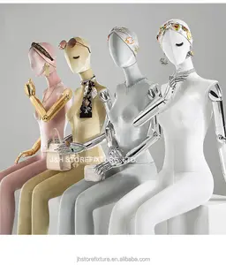 JH Adjustable Full Body Mannequin Female For Clothes Display With Wooden Arms Velvet Mannequin Women