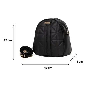 Bolso Bandolera Fana para Mujer de Hilaria, Acolchado, de Piel Sintética Negra, con Tres Correas, Impermeable, Moderno, para Uso Diario - Product Image 3